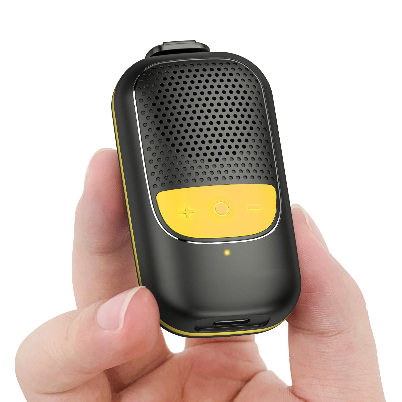 53g Lightweight Wearable Bluetooth Speaker - Clip-On Wireless Water-Resistant Portable Speaker with 24H Battery, Built-in Mic & Large Tactile Buttons for Hands-Free Music & Calls (Yellow) - Perfect for Running, Cycling, Hiking & Outdoor Activities