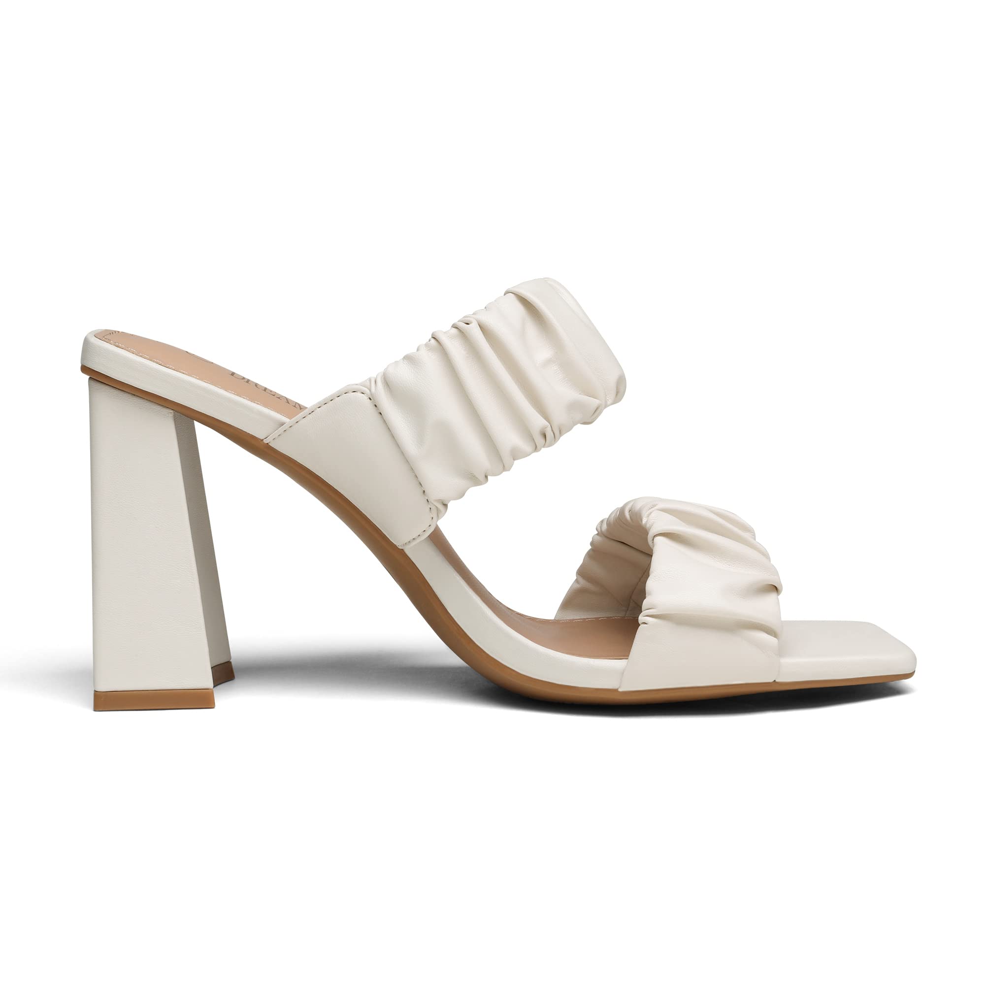 DREAM PAIRS Women's Chunky Block Heels - Square Toe Slip On Mules with Open-Toe Strap | Comfortable Pumps Sandals for Party, Wedding & Office Wear