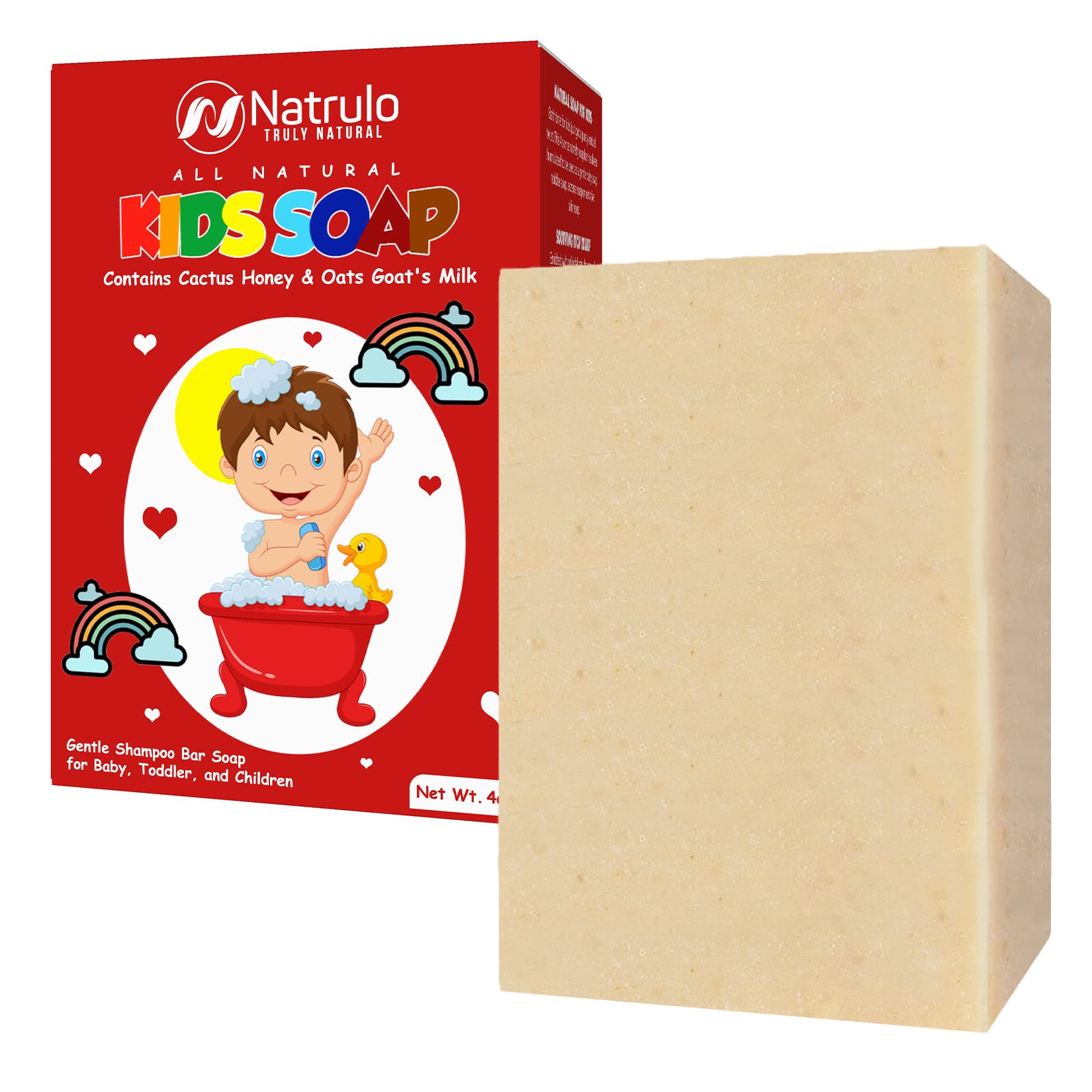 Natural Cactus Honey & Oats Goat Milk Soap Bar for Kids - 4oz Gentle Oatmeal Baby Wash | Moisturizing & Hypoallergenic for Sensitive Skin - Perfect for Daily Bath Time & Bedtime Routine
