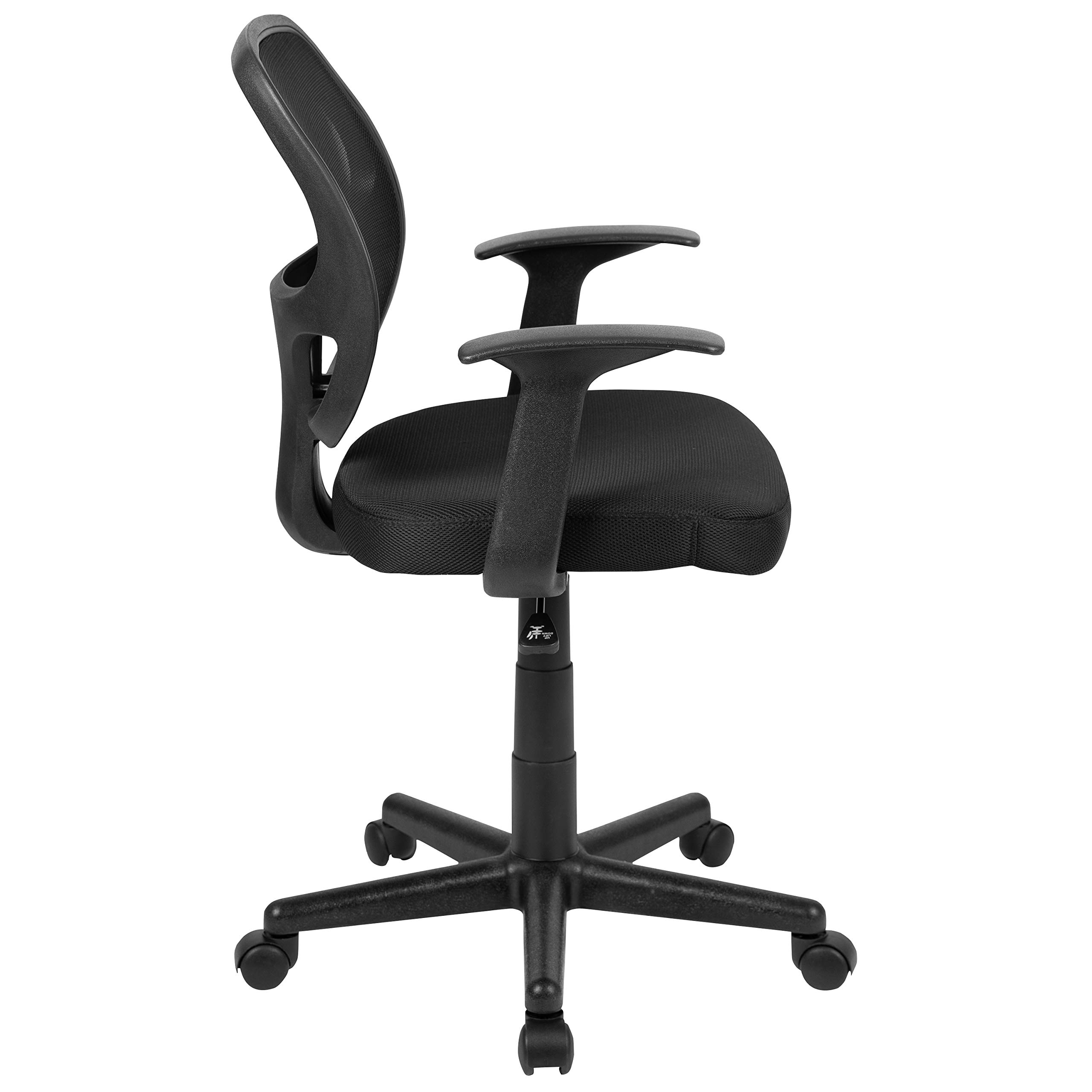 EMMA + OLIVER Mid-Back Black Mesh Swivel Ergonomic Office Chair with Adjustable Arms - Comfortable Task Chair for Home & Office Workspace, Computer Desk, Gaming Setup