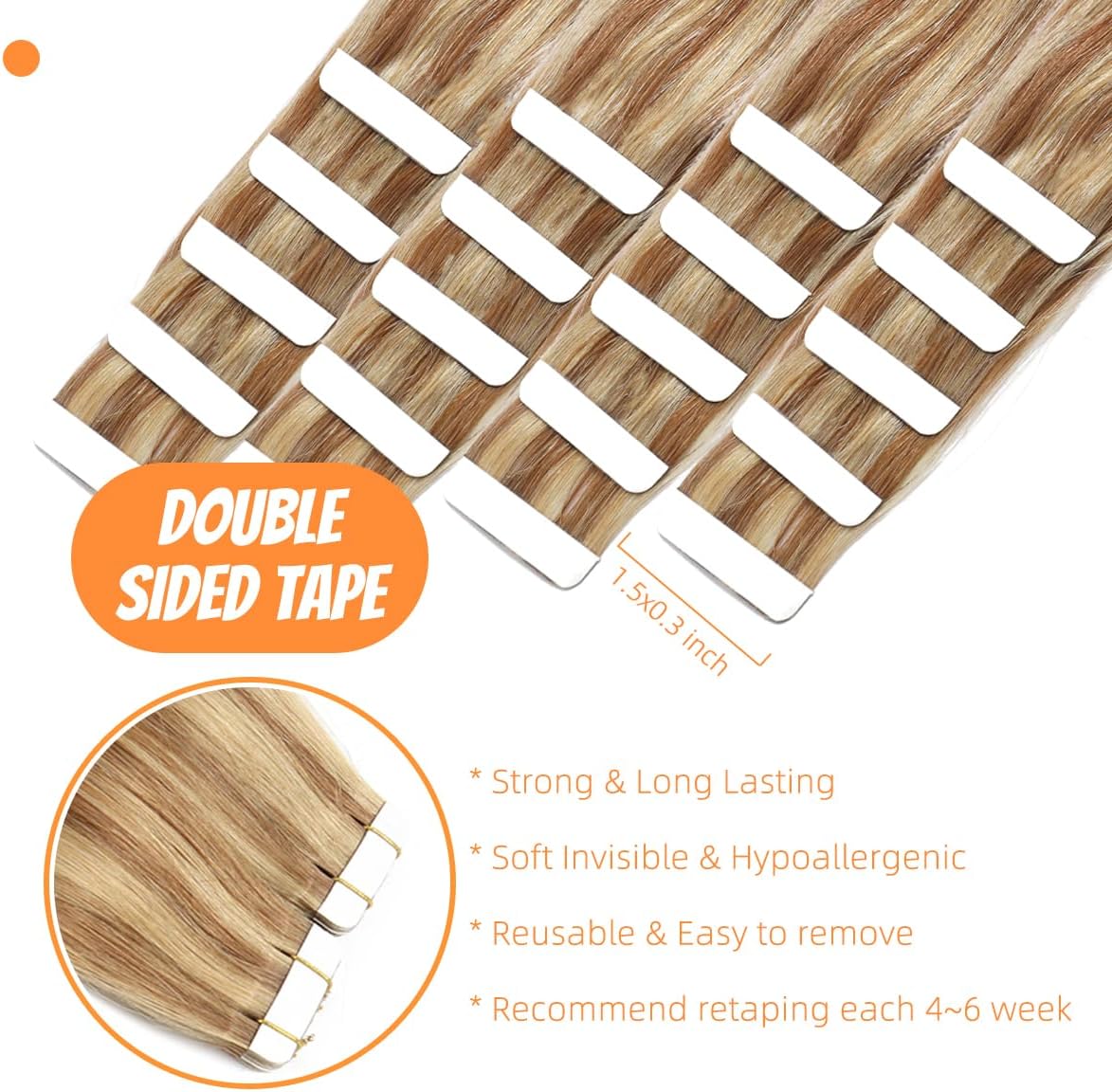 Seamless Skin Weft Tape for Human Hair Extensions - Invisible Hair Integration for Natural Look | Perfect for Daily Wear, Special Occasions & Styling