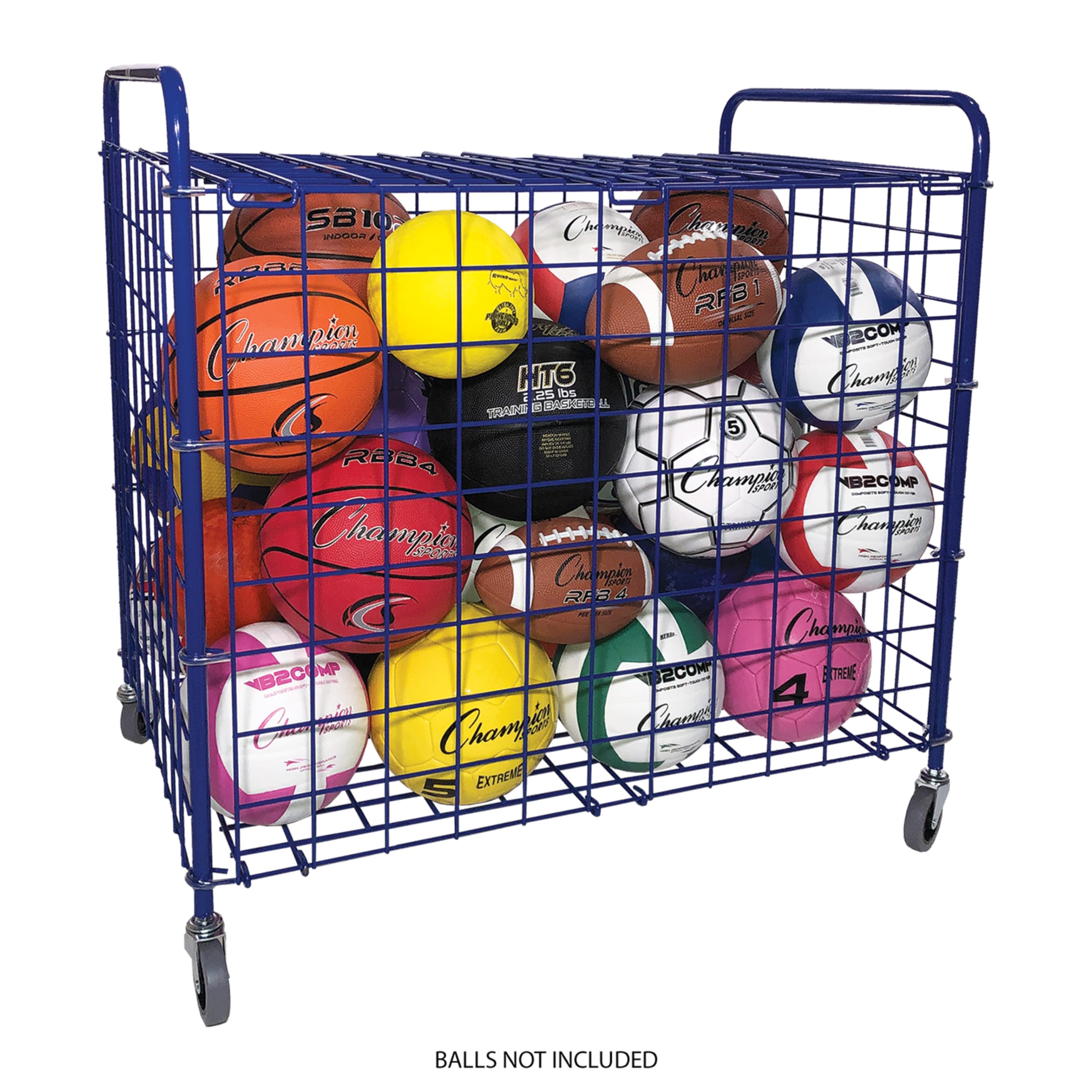 Champion Sports Ball Cart with Wheels - Heavy Duty Rolling Ball Holder for Basketball, Soccer, Volleyball - Perfect for Gym Storage, Sports Equipment Organization & Team Practice