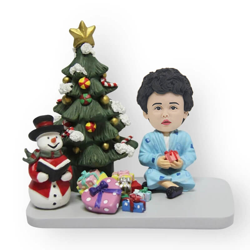 Custom Christmas Baby, Christmas Tree & Snowman Bobbleheads - Personalized Holiday Decorations for Home, Office & Gift Giving