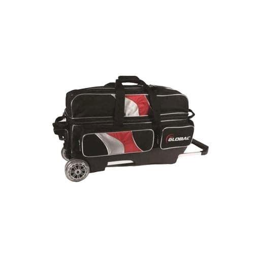 900Global 3 Ball Deluxe Roller Bowling Bag - Black Red Silver - Perfect for League Play, Tournaments & Practice Sessions