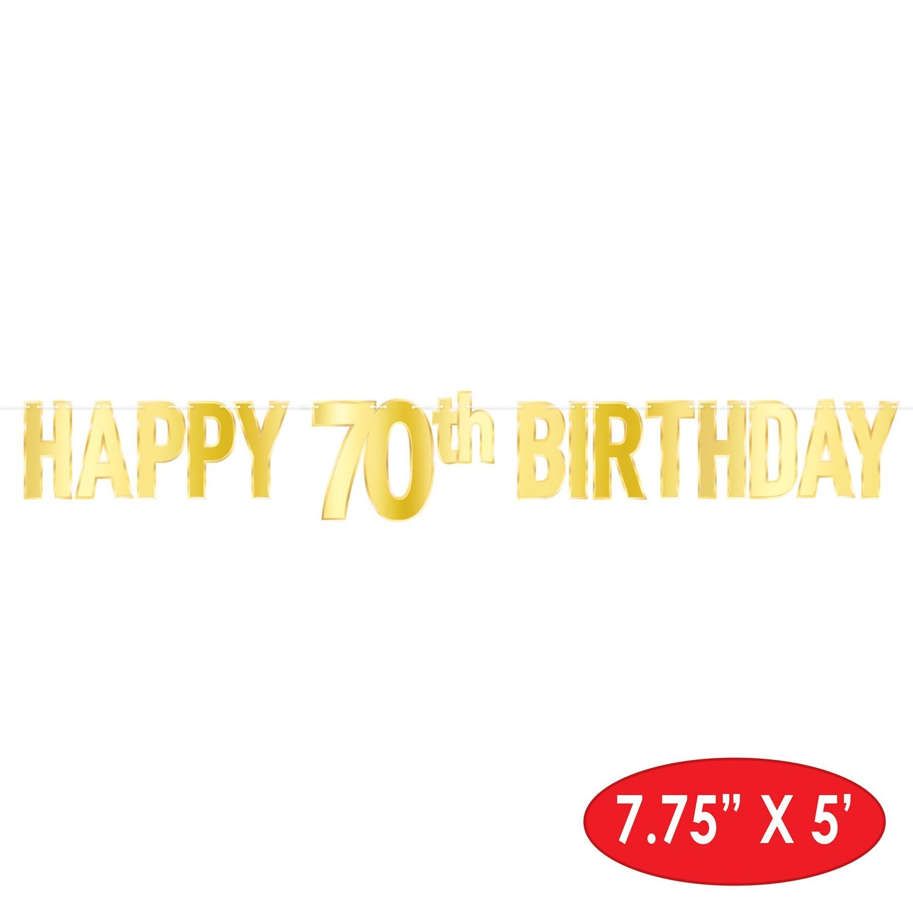 12 Pack Beistle Foil Happy 70th Birthday Party Streamers - Gold & Silver Decorations for Milestone Celebrations, Anniversaries, Retirement Parties