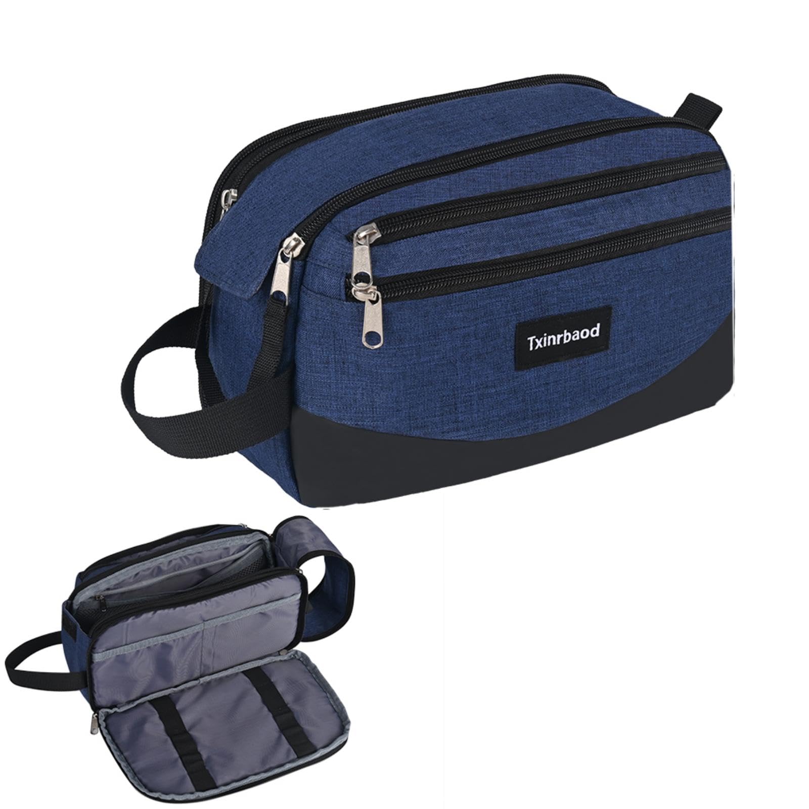 Waterproof Travel Toiletry Bag for Men - Navy Blue Dopp Kit with Multiple Pockets for Shaving Essentials & Grooming Accessories - Perfect for Business Trips, Gym, Camping & Daily Use
