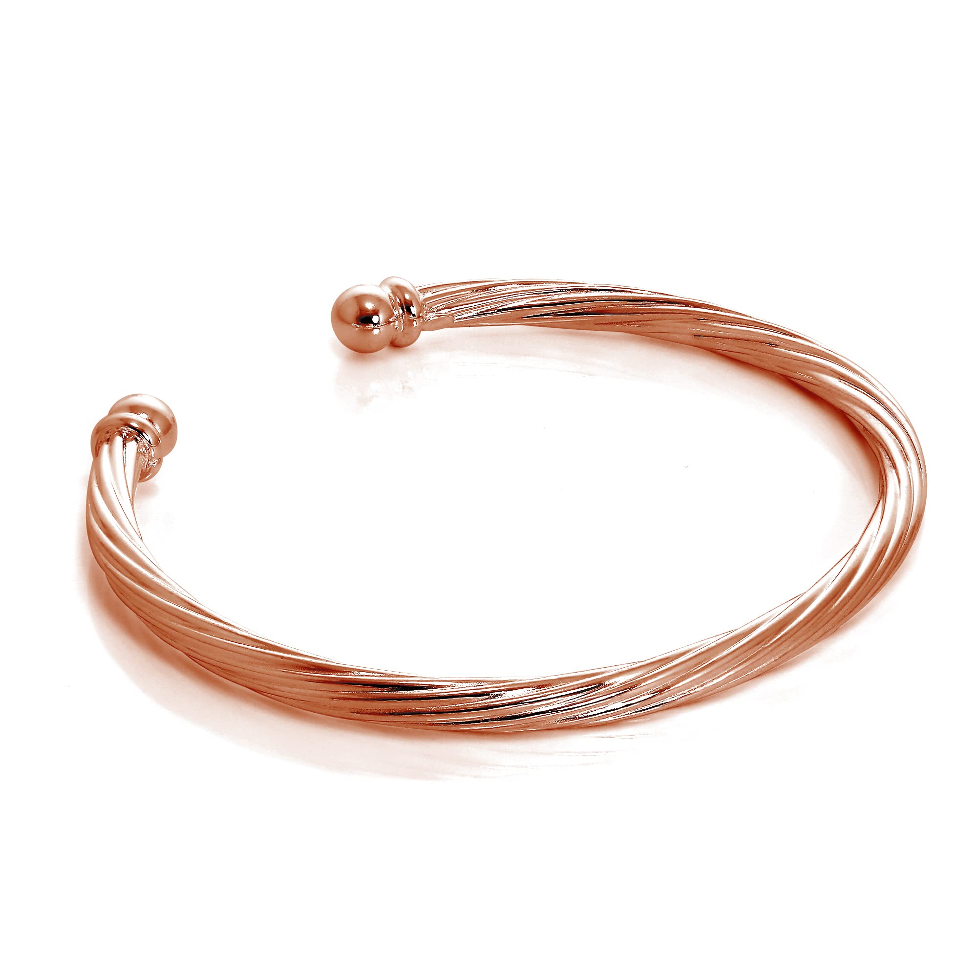Rose Gold Plated Sterling Silver Twisted Men's Torque Bangle - Elegant Jewelry Gift for Him, Perfect for Weddings, Anniversaries & Special Occasions
