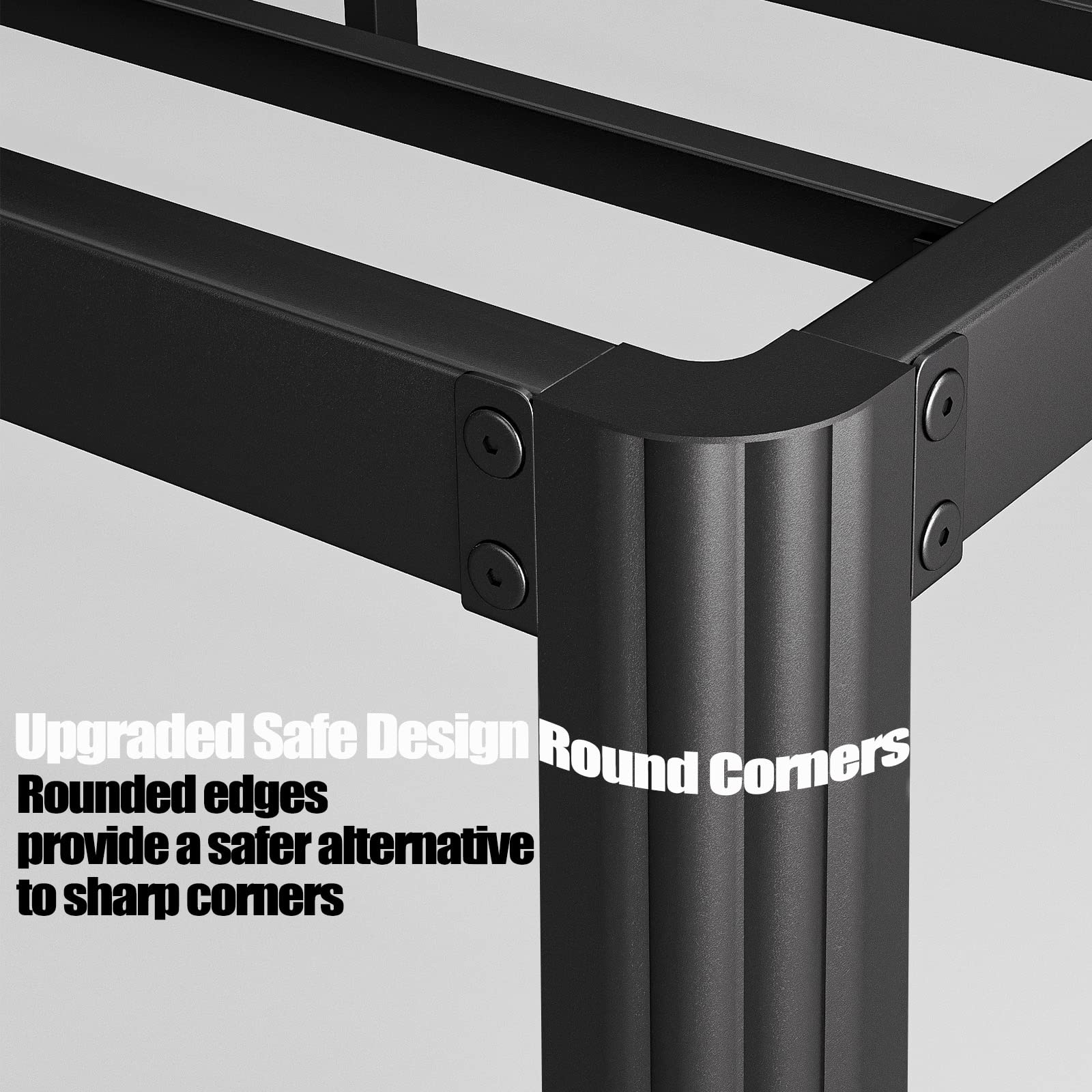 18 Inch High King Bed Frame - No Box Spring Needed, Heavy Duty Platform Bed with Rounded Corners, Easy Assembly, Noise Free, Black - Perfect for Master Bedrooms & Guest Rooms