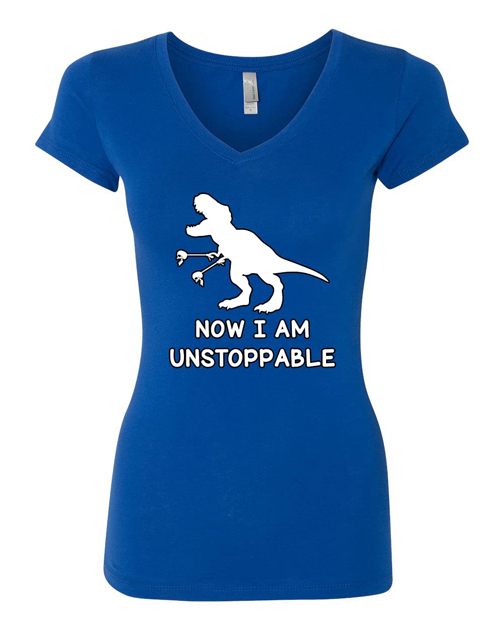 Unstoppable T-Rex Funny Dinosaur Graphic T-Shirt for Women - Soft Junior Fit V-Neck Tee - Perfect for Casual Wear, Gifts & Pop Culture Fans
