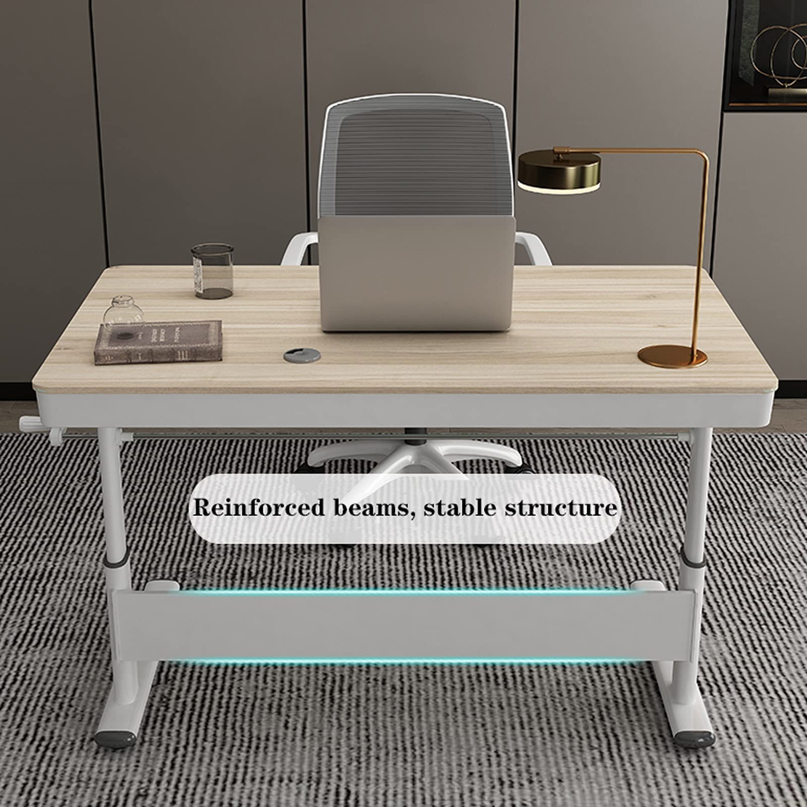 Adjustable Height Study Computer Desk - Manual Lift Standing Desk for Home Office, Gaming & Writing | Modern Minimalist Workstation with Storage Drawer | Perfect for Remote Work, Online Classes & Small Spaces
