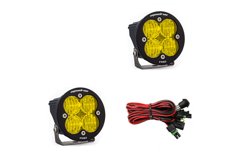 Baja Designs Squadron R Pro Wide Cornering LED Lights - Amber Pair for Off-Road, Jeep & Truck Lighting - Perfect for Night Driving & Adventure