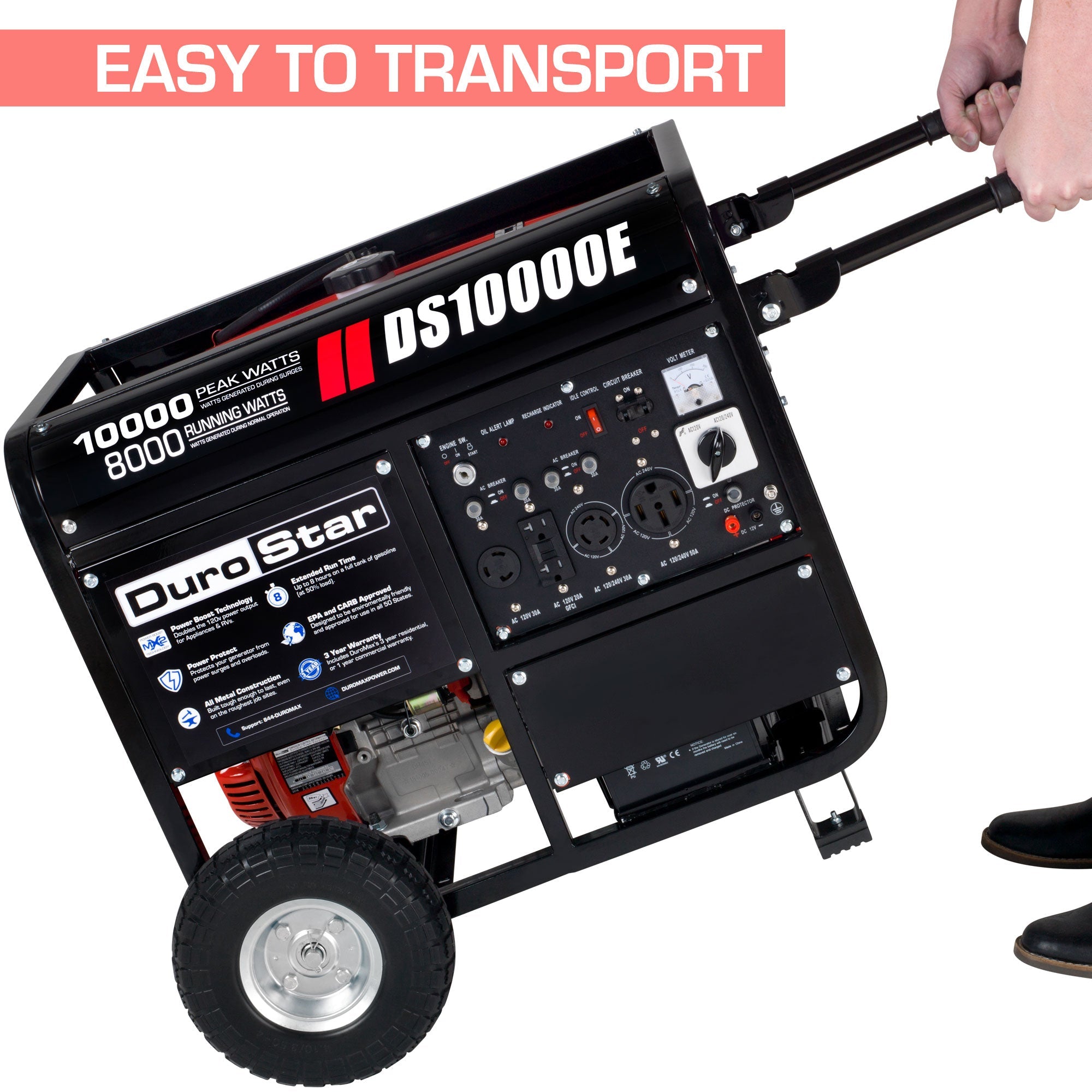 10,000 Watt Portable Gasoline Generator - Powerful Backup Power for Home, Camping & Emergencies