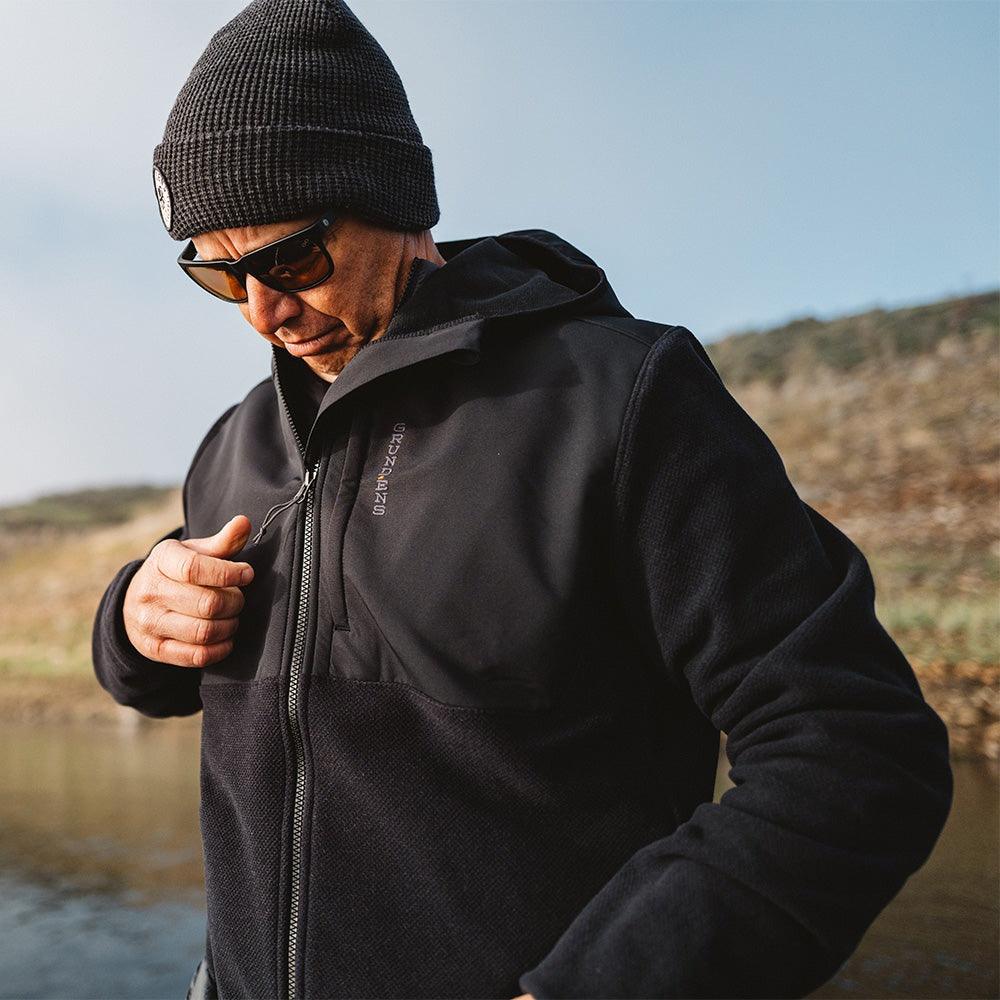 Grundens Bering Fleece Pro Full Zip Hoodie - Waterproof & Windproof Fishing Jacket for Men - Ideal for Cold Weather Boating, Hiking & Outdoor Activities