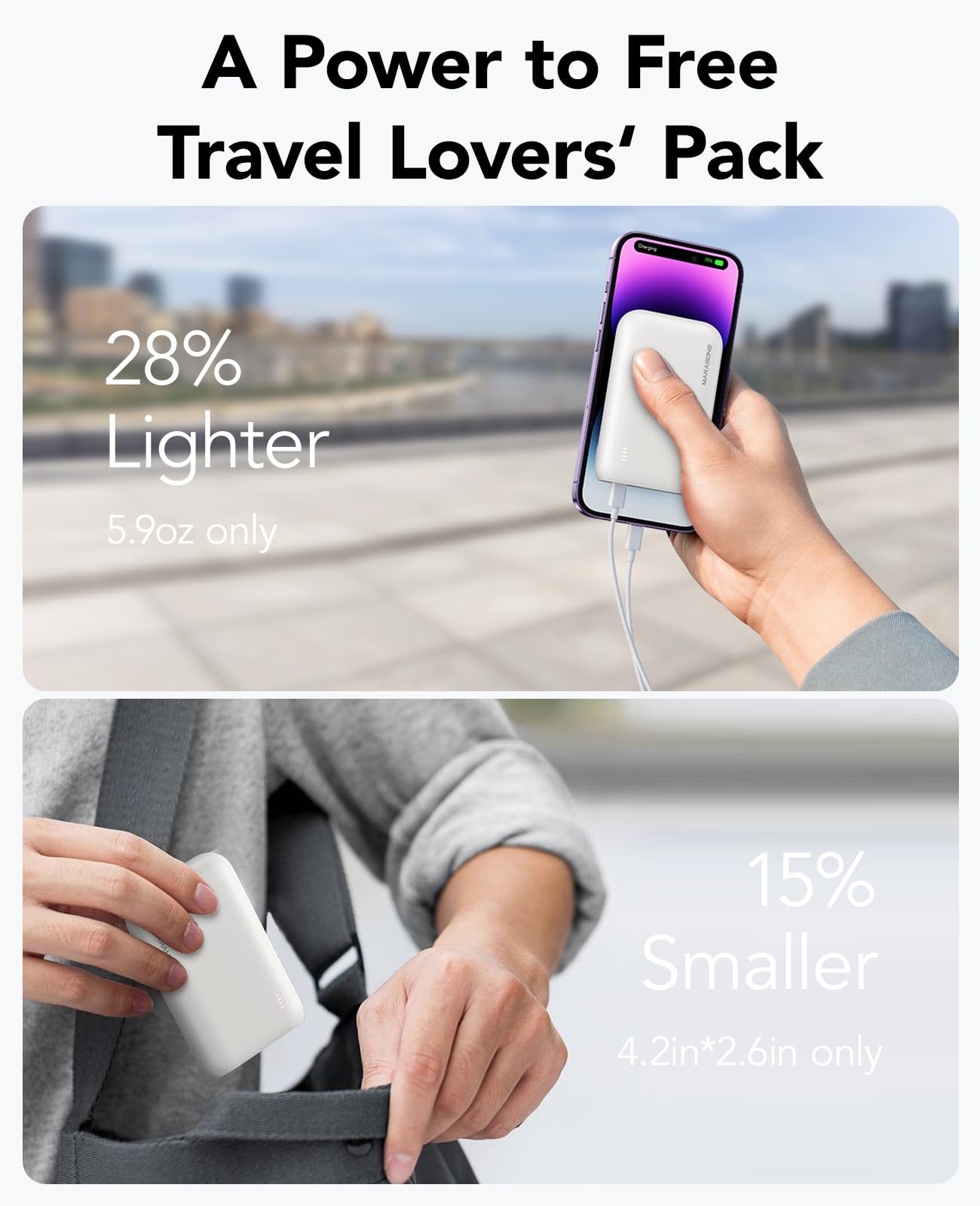 Ultra Slim 10000mAh Portable Charger - 22.5W PD Fast Charging Power Bank with USB C Input/Output - Compatible with iPhone 16/15/14/13/X, Samsung S22/S21, Google Pixel, iPad - Perfect for Travel, Camping & Emergency Power Backup