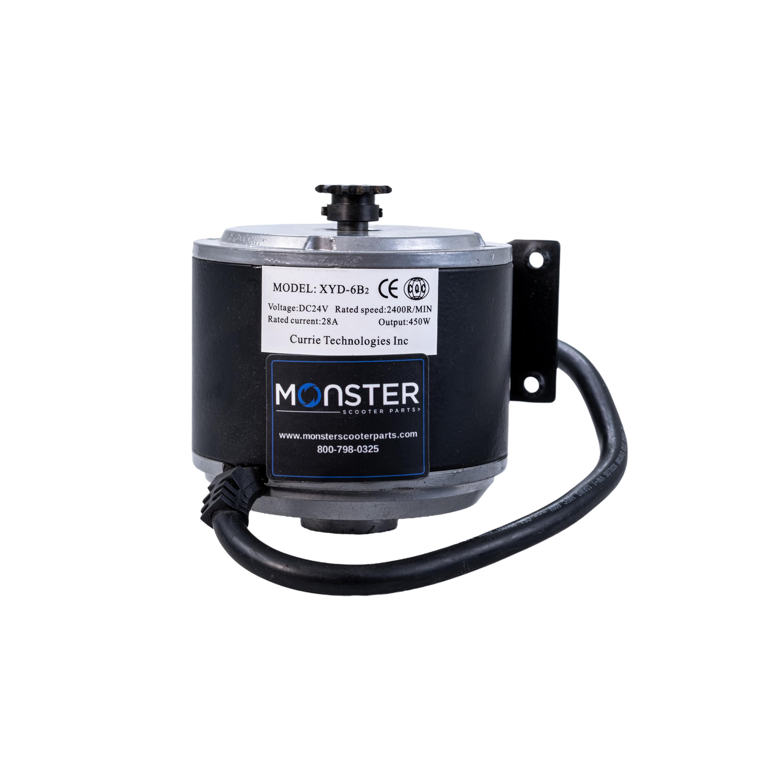 AlveyTech 24V 450W XYD-6B2 DC Earth Magnet Electric Motor with 11T #25 Chain Sprocket - Compatible with Currie eZip E-450 Electric Scooter - Perfect for Scooter Upgrades, DIY Projects & Electric Vehicle Conversions