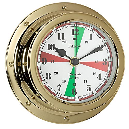 Fitzroy QuickFix Radio Silence Alarm Clock - Vintage Brass Analog Desk Clock for Home, Office, Bedroom & Travel | Silent Non-Ticking Wall Clock with Elegant Retro Design
