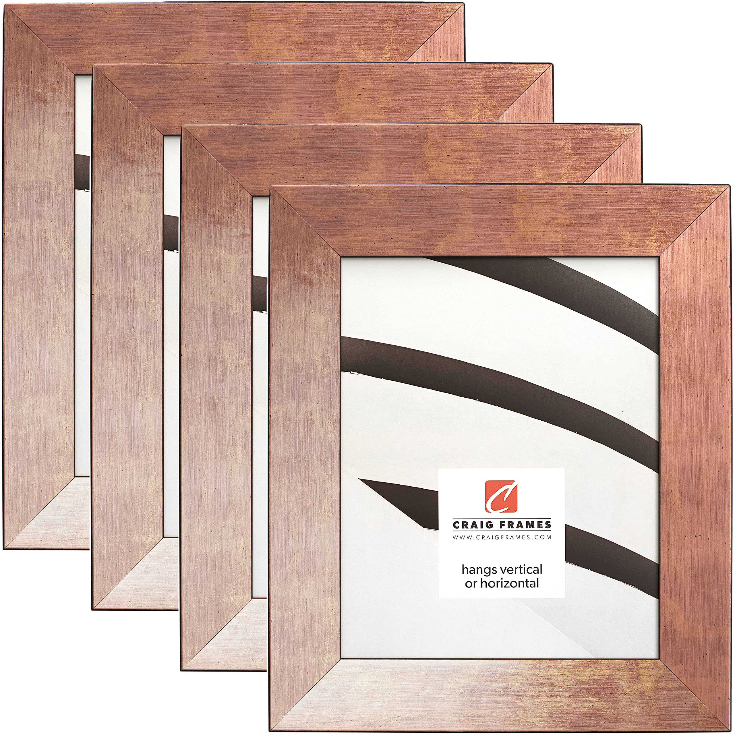 Craig Frames Milano 5x7 Inch Picture Frame Set of 4 - Elegant Rose Gold Photo Frames for Wall or Tabletop Display, Perfect for Home Decor, Wedding Photos, and Office Art