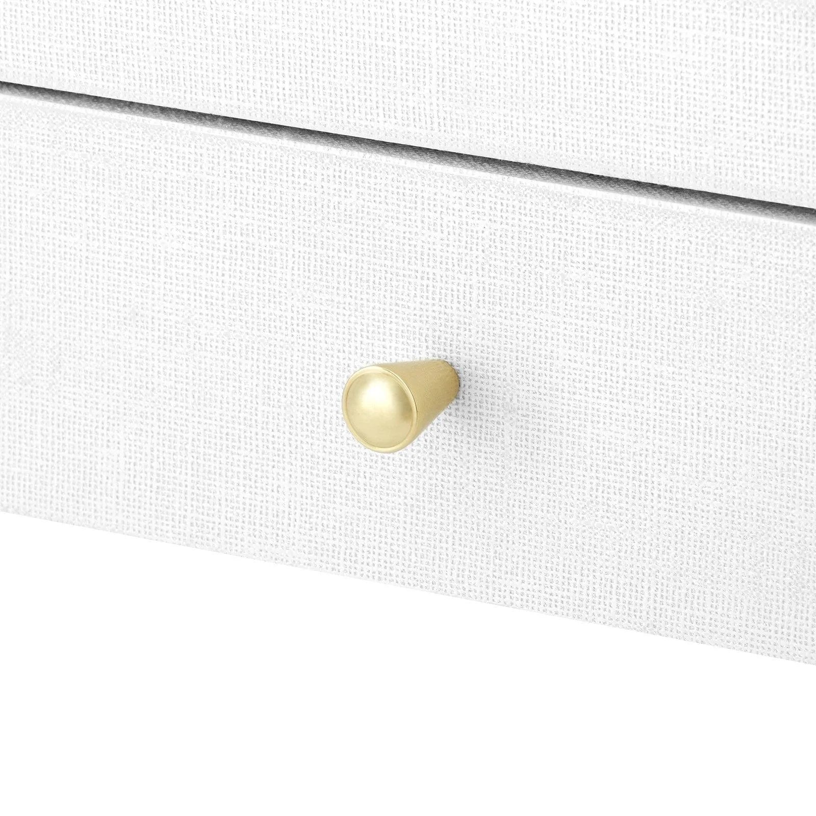 Claudette Cream 1-Drawer Side Table with Brass Hardware - Perfect for Living Room, Bedroom, or Office Nightstand