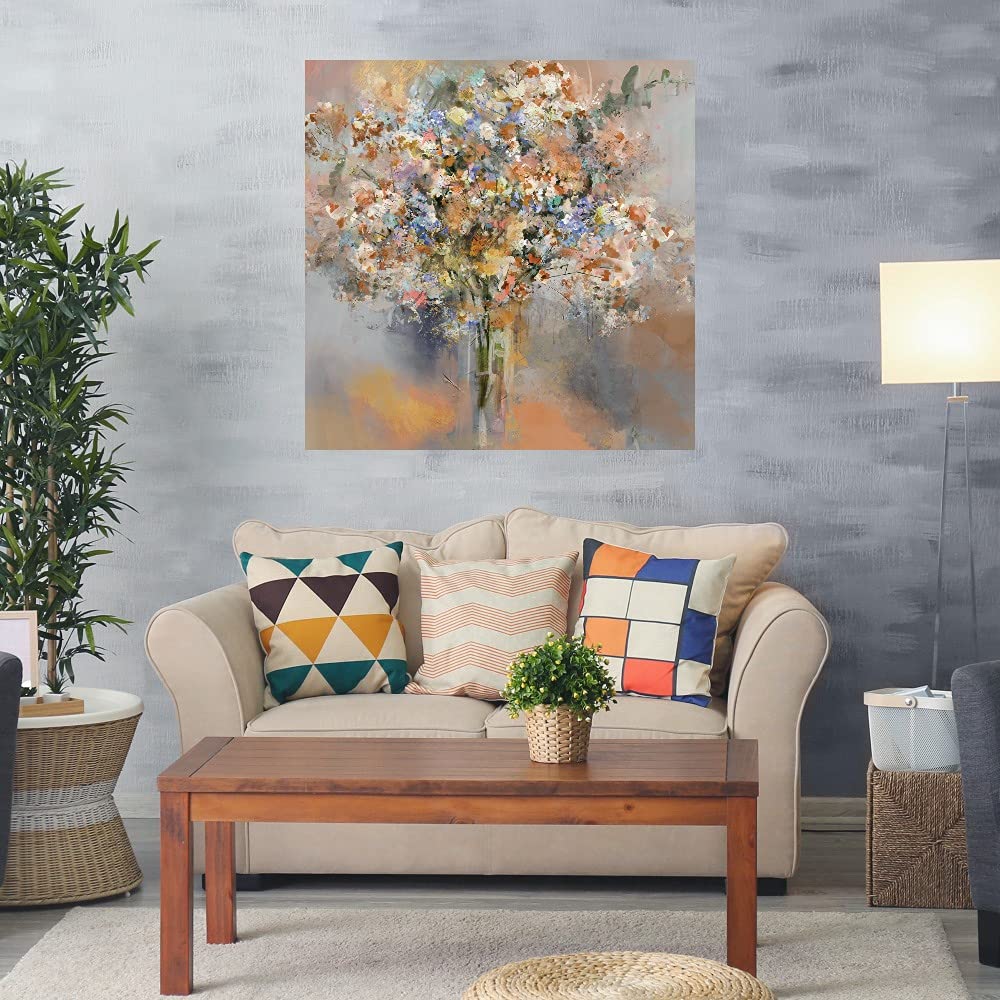 Tribeca II Fine Art Canvas Wall Decor - Modern Abstract Painting for Living Room, Bedroom, Office & More - Ready to Hang 32x32 Inch - Perfect for Home, Office & Commercial Spaces