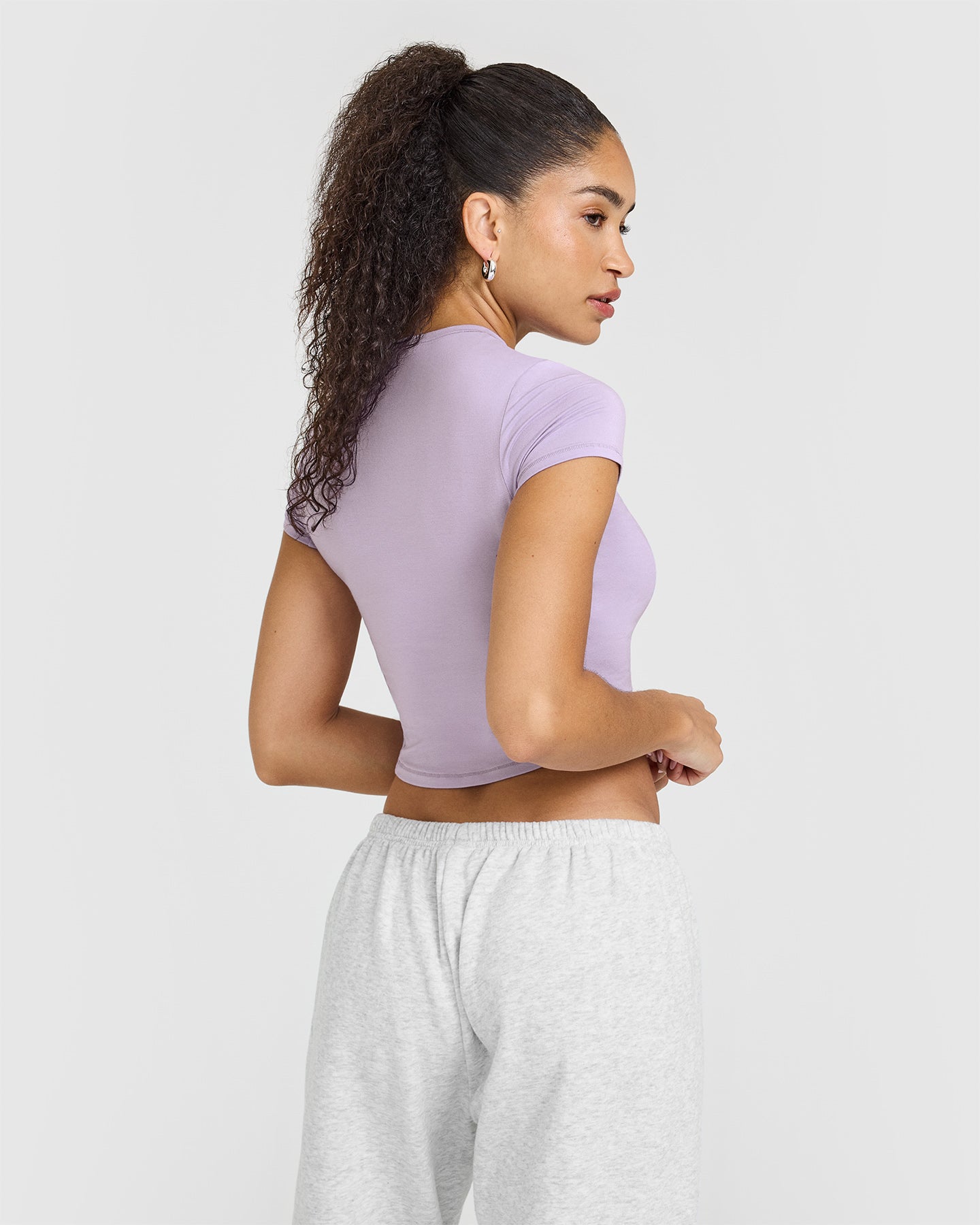 Mellow™ Soft Mid Short Sleeve T-Shirt for Women - Comfortable Wisteria Purple Cotton Tee | Casual Wear, Lounge, Summer Outfits