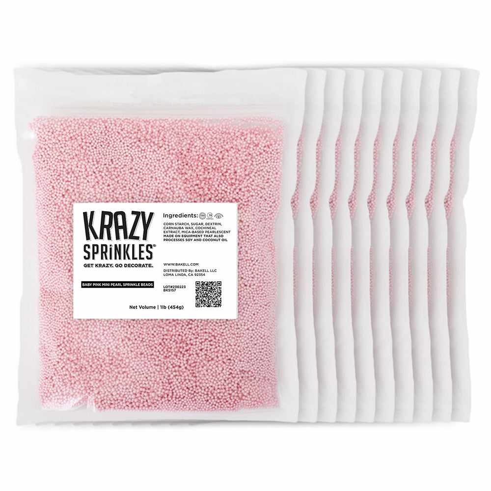 Bulk Baby Pink Mini Pearl Sprinkle Beads for Cake Decorating, Cupcake Toppers, and DIY Crafts – Case of 1000 Beads
