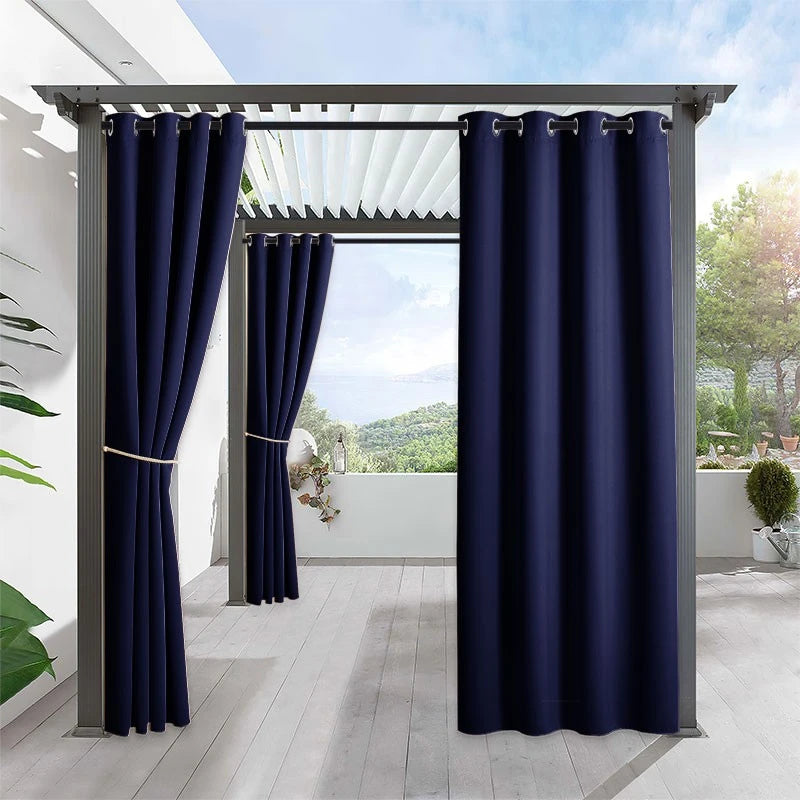 Joan Waterproof Blackout Outdoor Curtains - UV Protection & Noise Reducing Patio Curtains for Deck, Porch, and Backyard Privacy