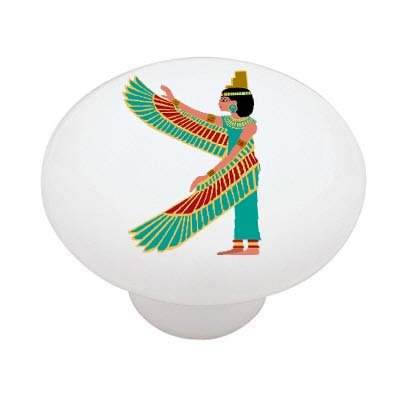 Egyptian Winged Goddess Ceramic Drawer Knob - Vintage Style Cabinet Hardware for Bedroom, Kitchen & Bathroom Decor