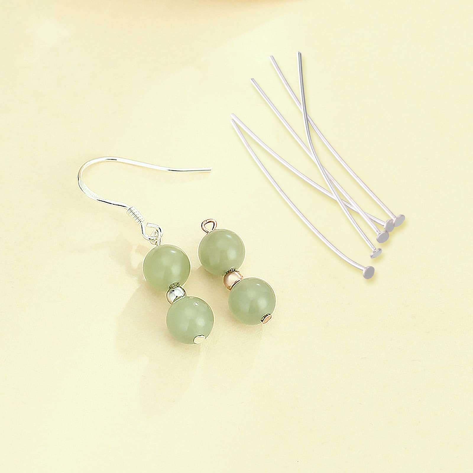 40Pcs Sterling Silver Flat Head Pins 2.5cm for DIY Jewelry Making - Earrings, Necklaces & Bracelets Findings - Perfect for Crafting, Beading and Jewelry Repair Projects