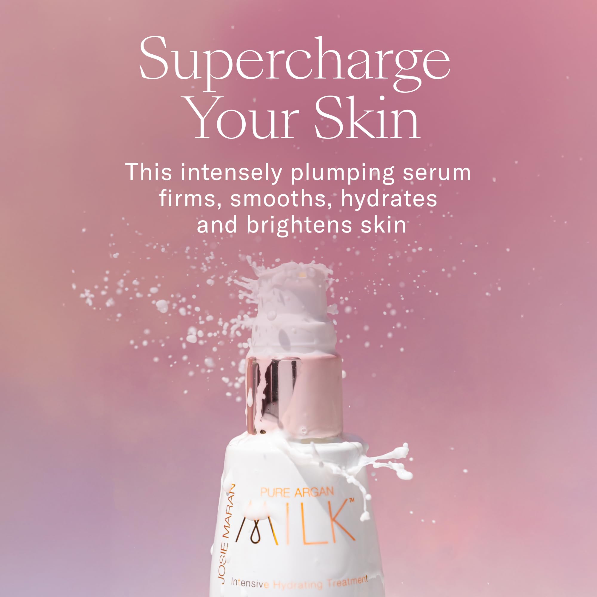 Josie Maran Hydrating Serum with Pure Argan Oil Micro-Droplets | Intensive Argan Milk Moisturizing Treatment | Prep Skin & Boost Skincare Benefits (1 Fl Oz) | Perfect for Dry Skin & Nighttime Routine