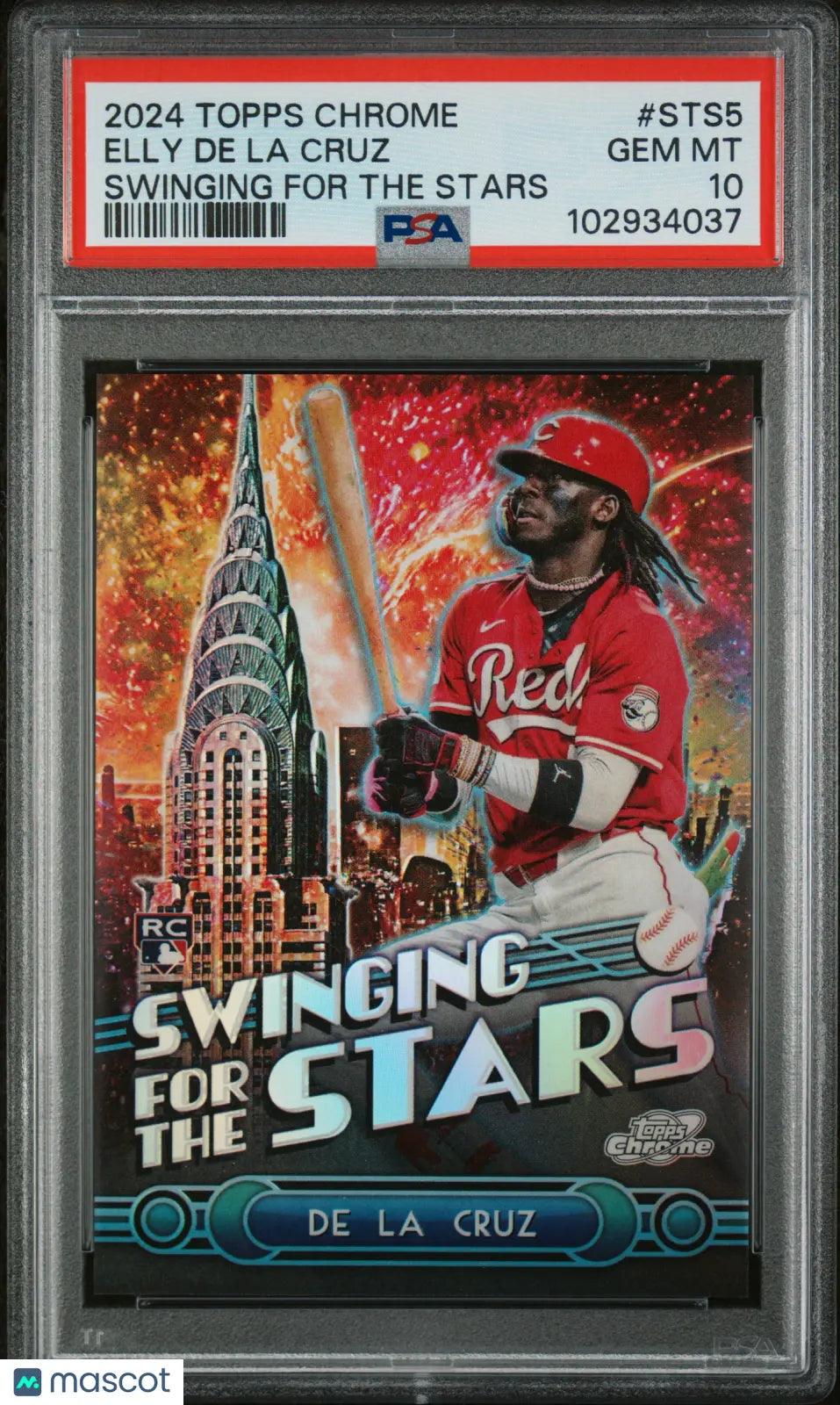 2024 Topps Chrome Swinging For The Stars Elly De La Cruz Rookie Card PSA 10 Gem Mint - Perfect for Baseball Card Collectors and Sports Memorabilia Enthusiasts