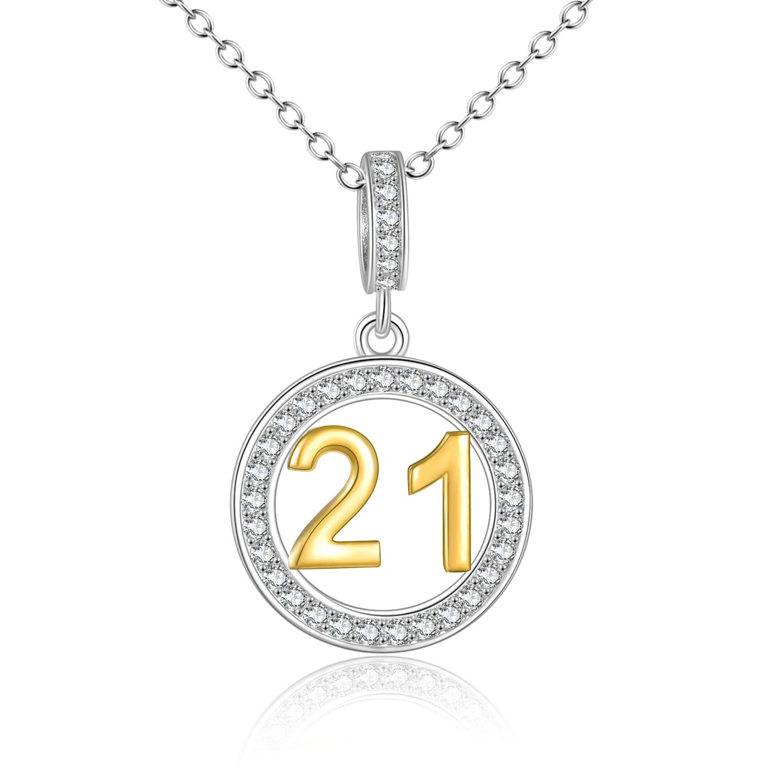 YFN Gold Number Birthday Necklace - Sterling Silver 16, 18, 21, 30, 40, 50, 60 Age Pendant Charm Jewelry - Elegant Birthday Gifts for Women & Girls - Perfect for Milestone Celebrations, Anniversaries & Special Occasions