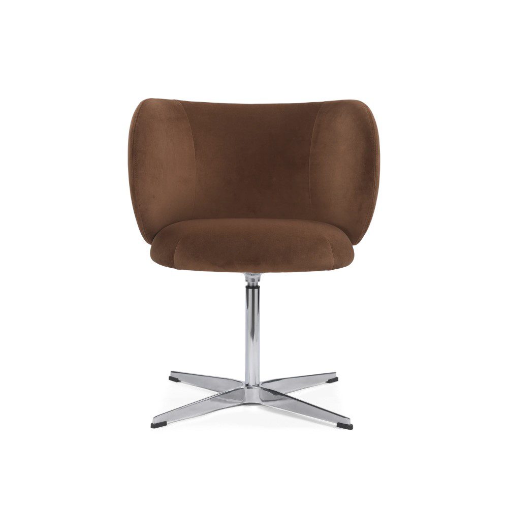 FERM LIVING Rico Swivel Dining Chair - Soft Brown Velvet Upholstery, Modern Comfort for Home & Office Use | Perfect for Dining Rooms, Kitchens, and Workspaces