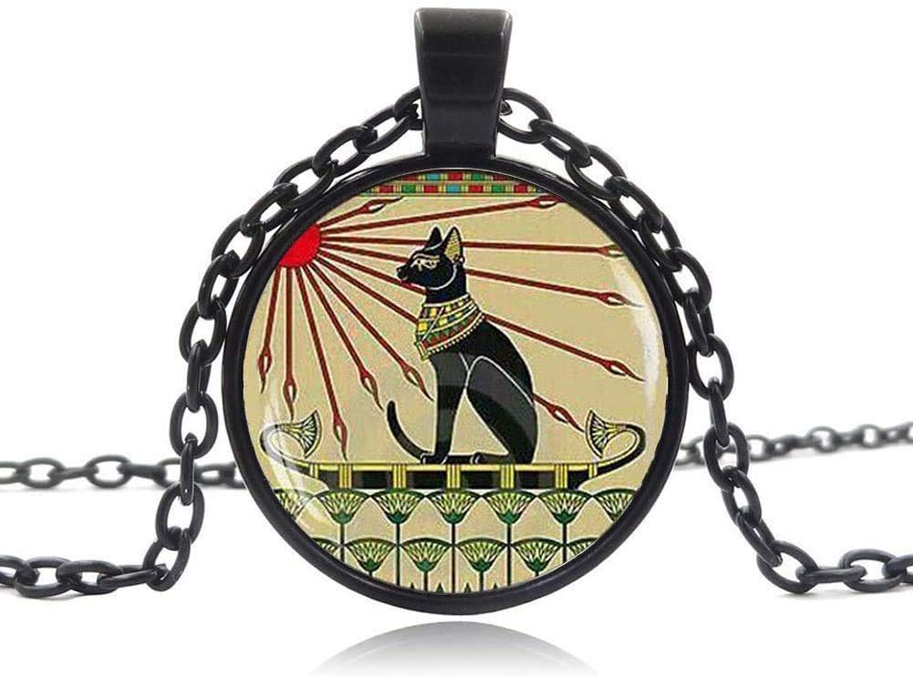 Egyptian Cat Jewelry - Art Nouveau Style Bastet Goddess Pendant Necklace | Handcrafted Egyptian Cat Necklace for Women | Perfect for Spiritual Gifts, Boho Fashion & Ancient Egypt Lovers