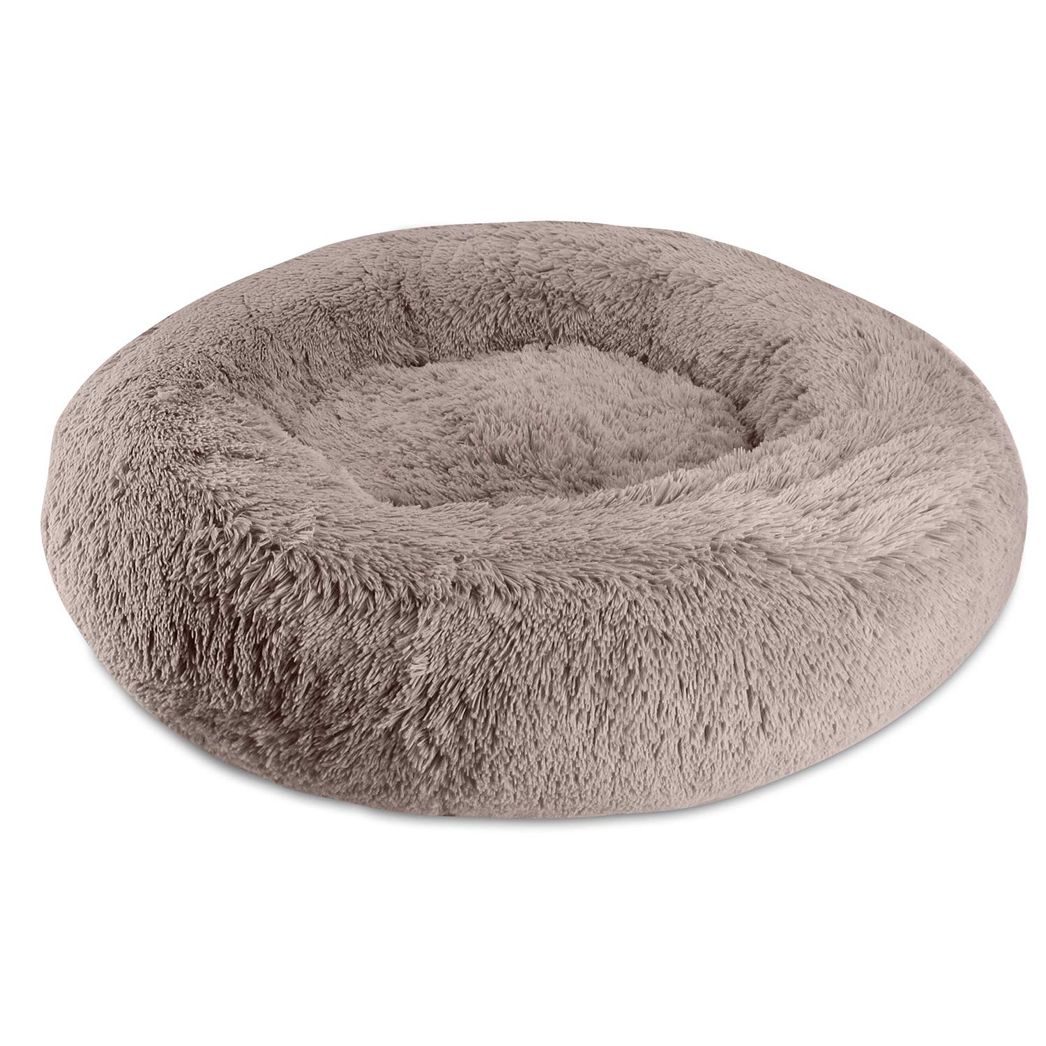 Arlee Donut Round Memory Foam Dog Bed - Calming Anxiety Relief Pet Bed with Shaggy Vegan Fur - Made in USA - Perfect for Small/Medium Dogs & Puppies in Living Room or Bedroom