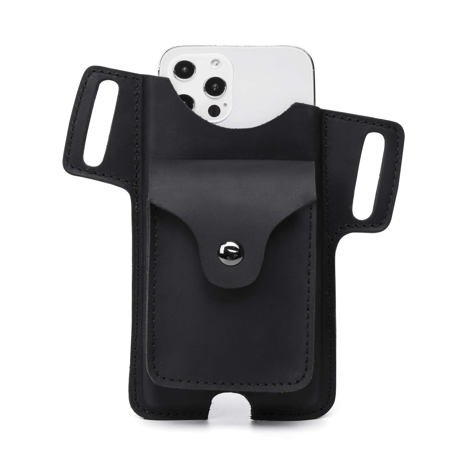 Gentlestache Premium Leather Cell Phone Holster for Belt - Durable Leather Phone Case with Small Pocket, Belt Phone Holder, Leather Phone Pouch - Perfect for Outdoor, Work, and Everyday Use