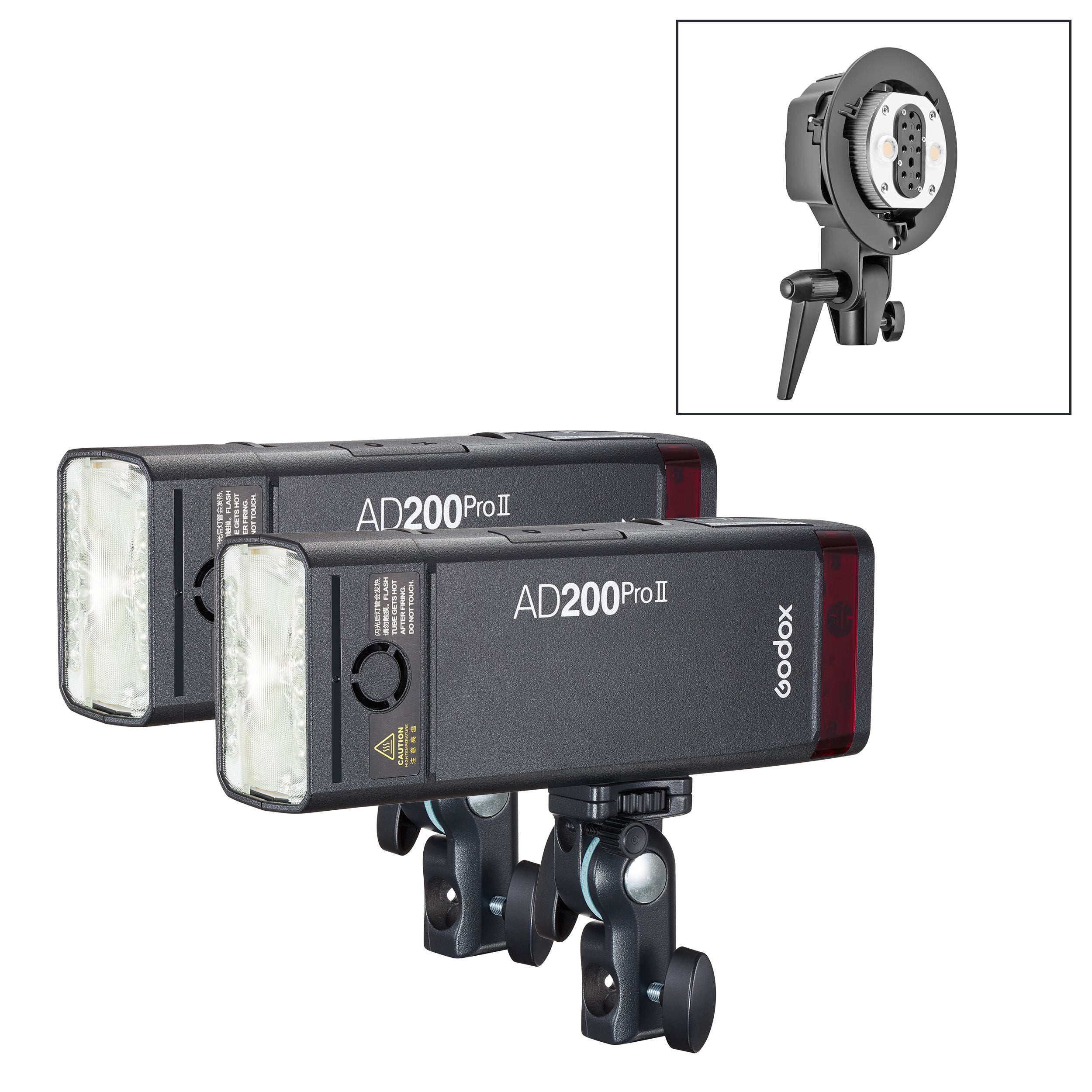 Godox AD200PROII Battery-Powered Flash Twin Bundle with AD B2 Dual S-Type Bracket - Perfect for Outdoor Photography, Studio Lighting, and On-Location Portraits