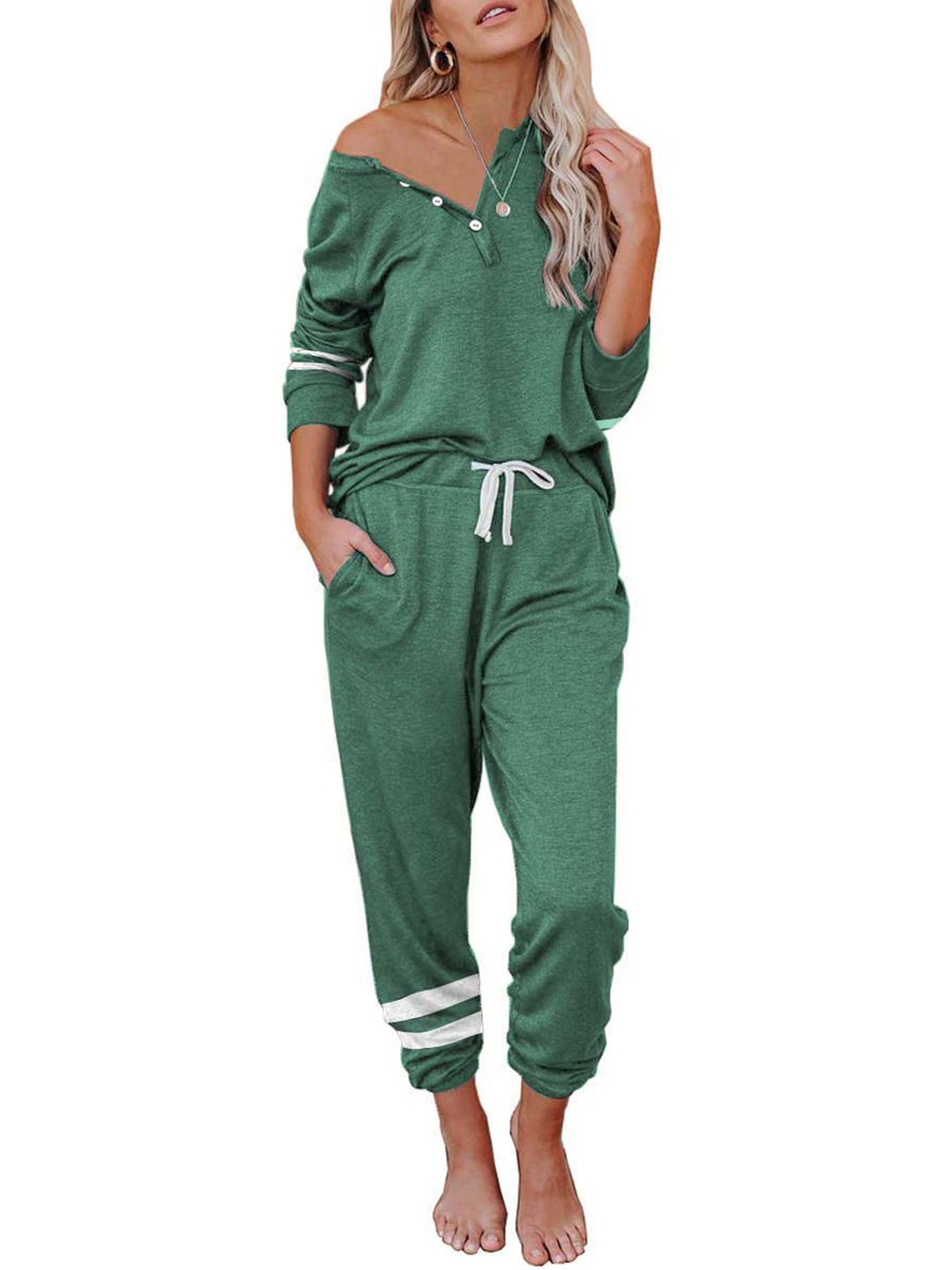 FARORO Women's 2-Piece Lounge Set - Soft Pajama Set with Joggers, Comfortable Sleepwear & Loungewear for Relaxing at Home, Yoga, or Travel