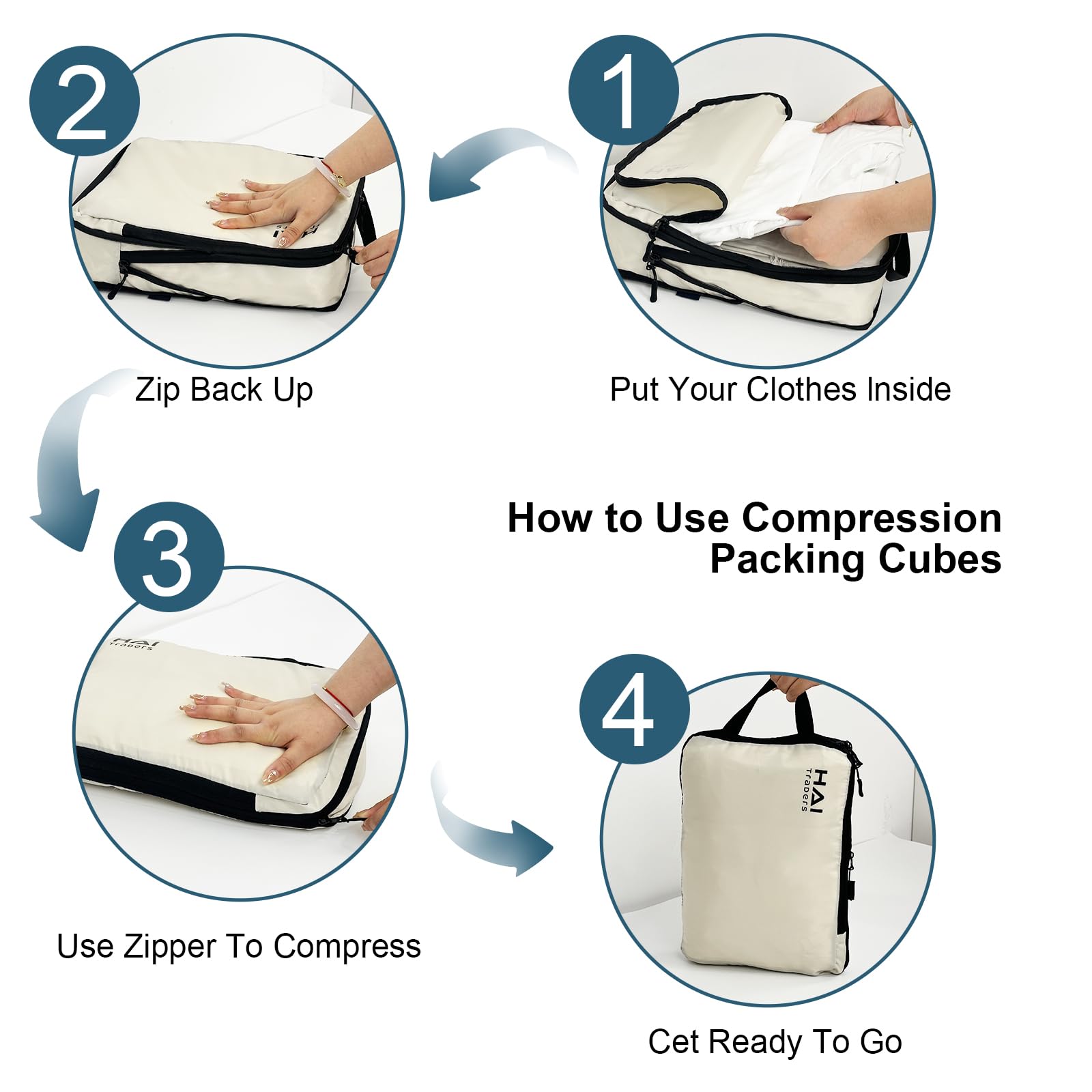 3-Pack Compression Packing Cubes for Travel - Lightweight Luggage Organizers for Carry-On Suitcases | Perfect for Business Trips & Vacation Packing