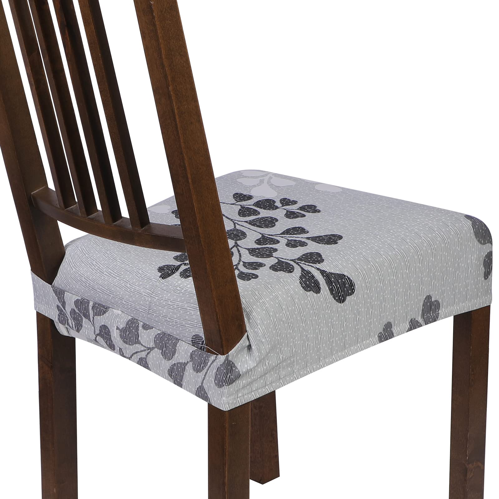 NIBESSER Stretch Dining Chair Seat Covers Set of 6 - Soft Removable Washable Slipcovers for Kitchen & Dining Room Chairs, Armless Chair Protector with Leaves Pattern (Rear-Covered) - Perfect for Home, Restaurant, and Office Use