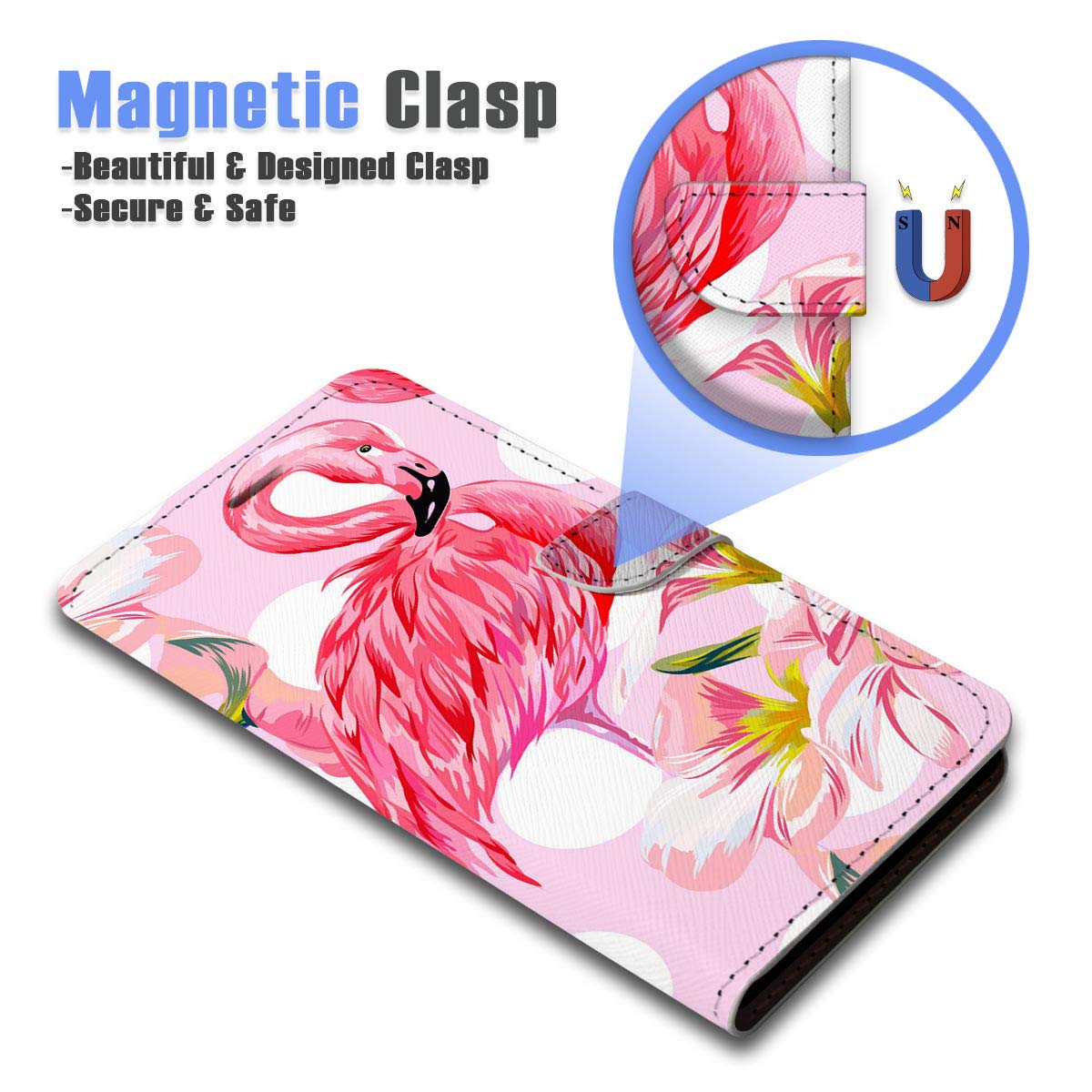 Premium Flip Wallet Phone Case for iPhone 12 & iPhone 12 Pro - Slim Protective Cover with Card Slots (A21812 Flamingo Design) | Perfect for Everyday Use, Travel & Business Meetings