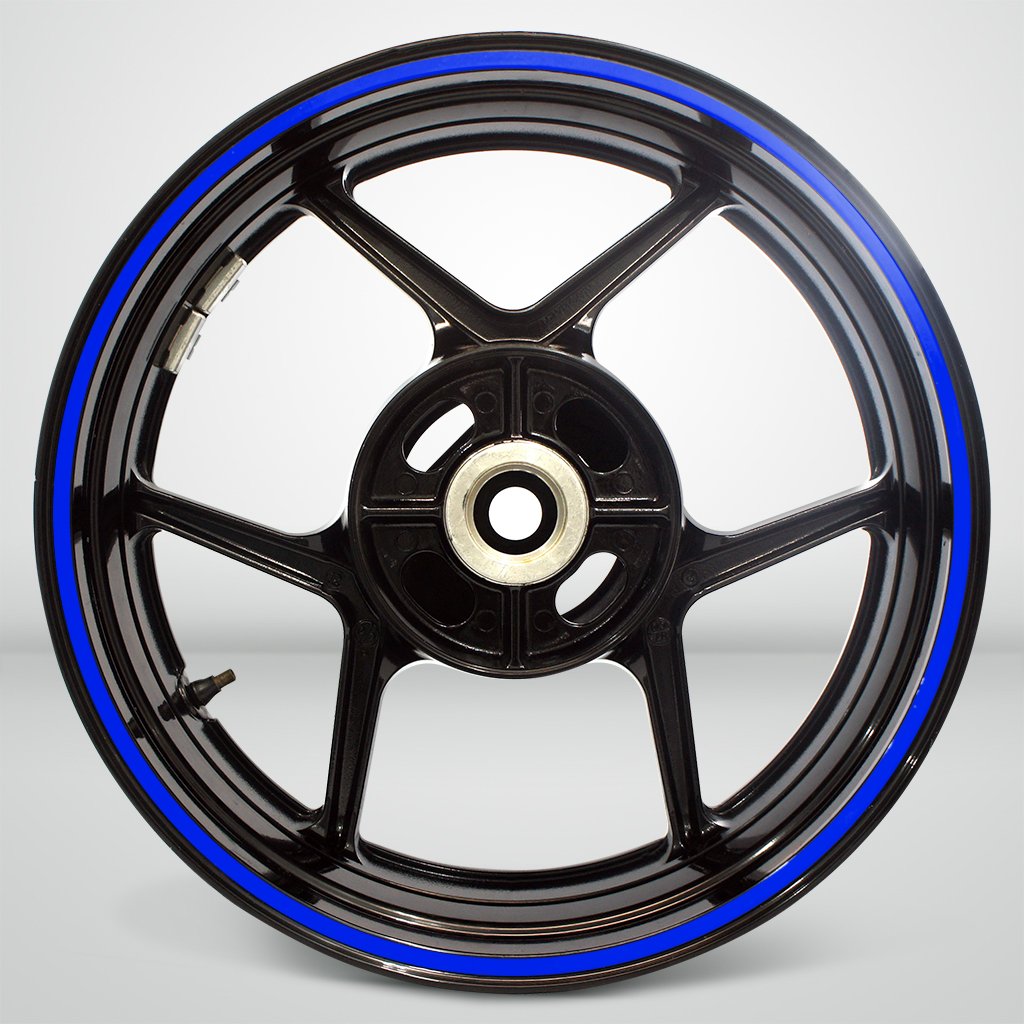 Glossy Blue Vinyl Stickman Decal - Thick Outer Rim Liner Stripe for Kawasaki Ninja 250 Motorcycle | Durable Adhesive Sticker for Bike Customization & Racing Enthusiasts