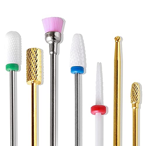 **7Pcs Professional Carbide Ceramic Nail Drill Bits Set for Acrylic Nails – 3/32 Inch Electric Nail Drill Machine Accessories – Rustproof Manicure Tools for Salon & Home Use**