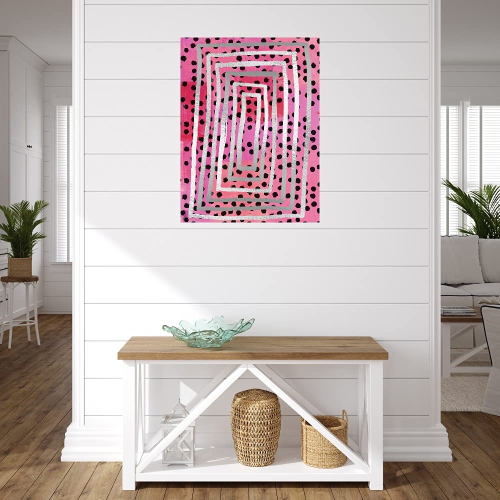Pink Dot Maze Abstract Canvas Wall Art by Nikki Chu - Modern Home Decor for Living Room, Bedroom, Office & More - 32x43 Inch Ready to Hang Painting - Perfect for Contemporary Spaces & Gift Giving