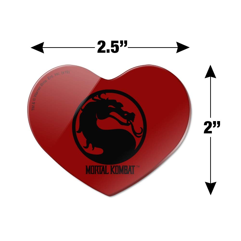 Mortal Kombat Symbol Heart Acrylic Refrigerator Magnet - Cool Gaming Decor for Fridge, Office & Dorm Room