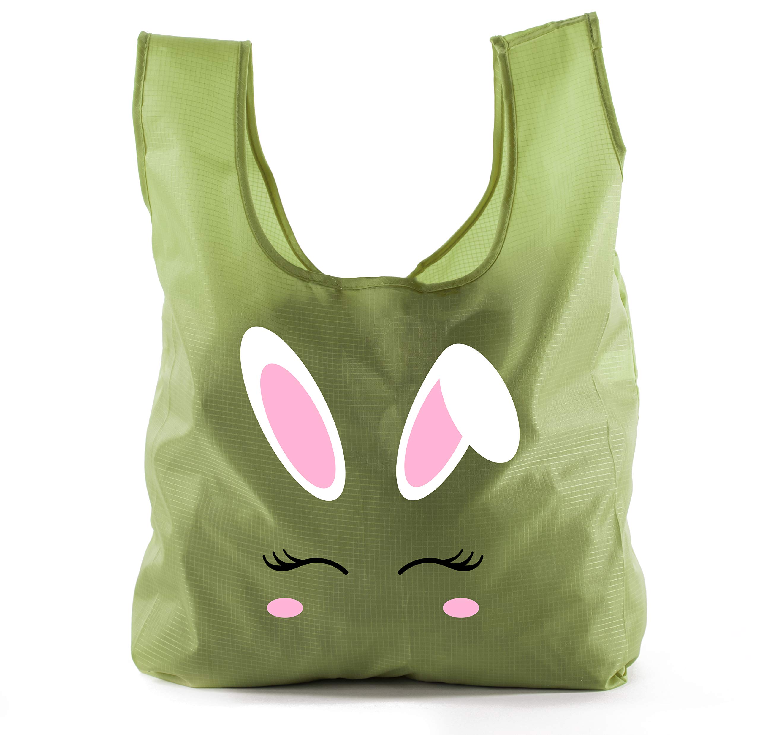 Easter Basket Bags - Bulk Reusable Grocery Tote Bags for Easter Egg Hunt with Cute Bunny Face Design | Perfect for Easter Gifts, Party Favors & Spring Celebrations