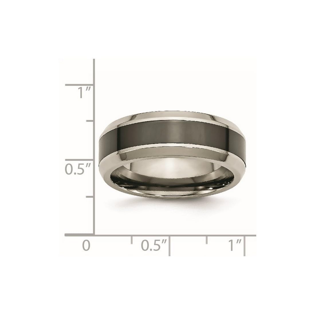 Polished Black Ceramic & Titanium Beveled Band Ring for Women & Men - Durable Wedding, Engagement, Promise Ring in Multiple Sizes - Perfect for Everyday Wear & Special Occasions