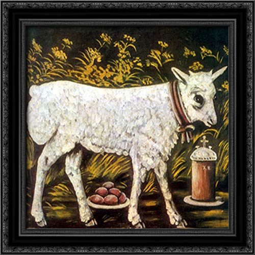 20x20 Black Ornate Wood Framed Canvas Art - Easter Lamb Painting by Niko Pirosmani - Perfect for Home Decor, Wall Art & Easter Gift Ideas