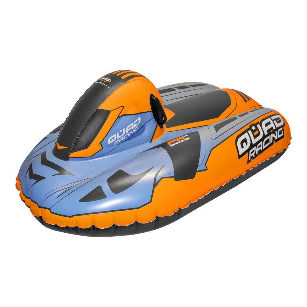 50 Inch Inflatable Quad Racing Snowmobile Sled for Adults & Kids - Orange & Blue - Perfect for Winter Sports, Snow Tubing & Outdoor Adventures