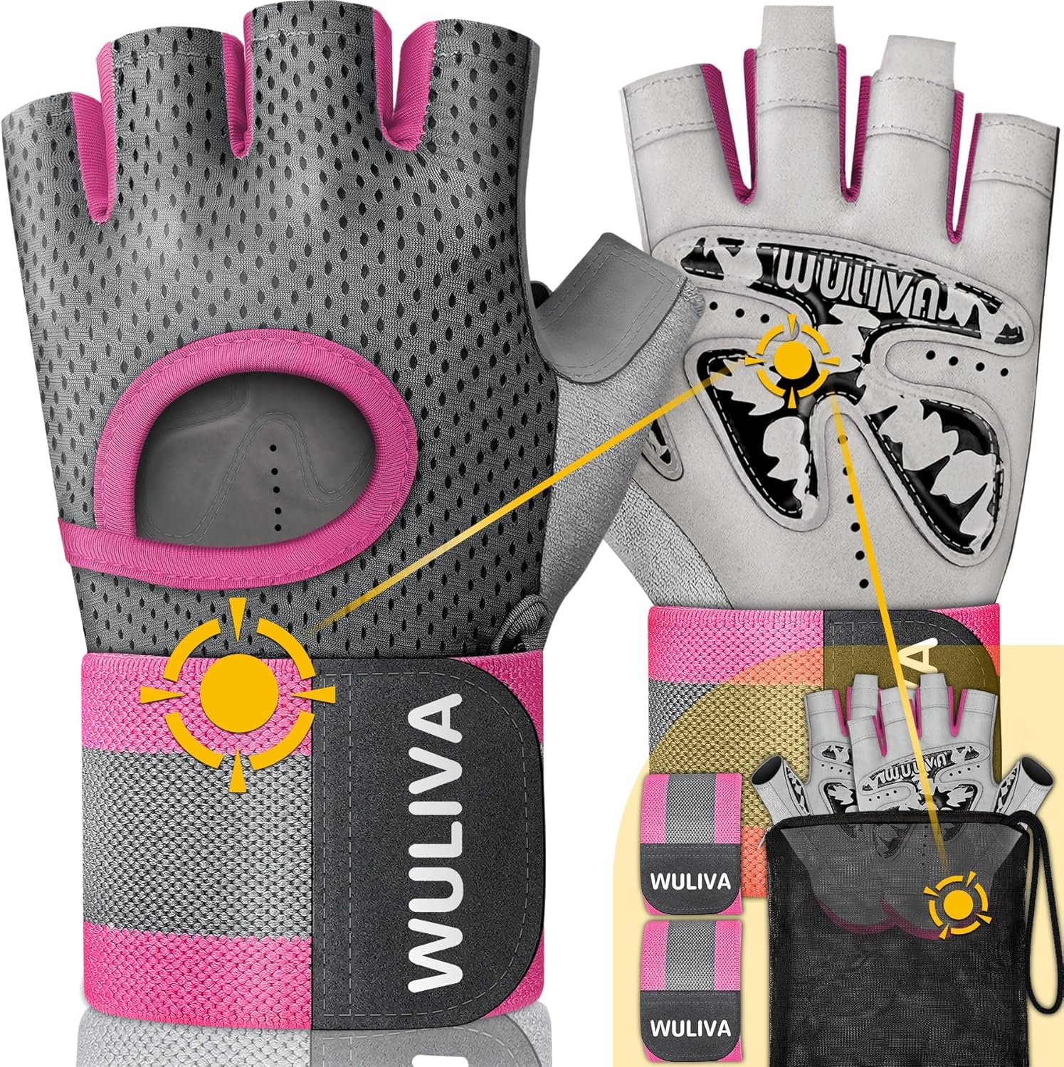 5-in-1 Workout Gloves for Men & Women - Breathable Weight Lifting Gloves with Anti-Slip Grip & Wrist Support - Perfect for Gym Training, CrossFit, Powerlifting & Home Workouts