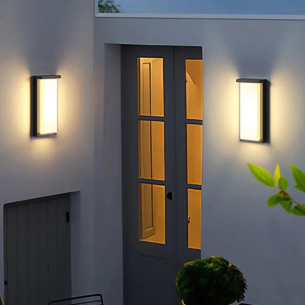 Solar Powered LED Outdoor Wall Lights - Waterproof Rectangle Design for Patio, Garden, and Porch Lighting - Energy Efficient & Weather Resistant